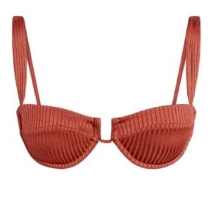 NWT Monday Swimwear Cala Roja Bikini Top Copper Wide Rib Size M